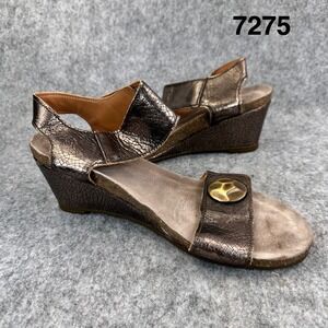Taos Carousel Wedge Sandals Womens 39 Bronze Metallic Leather Comfort Slingback